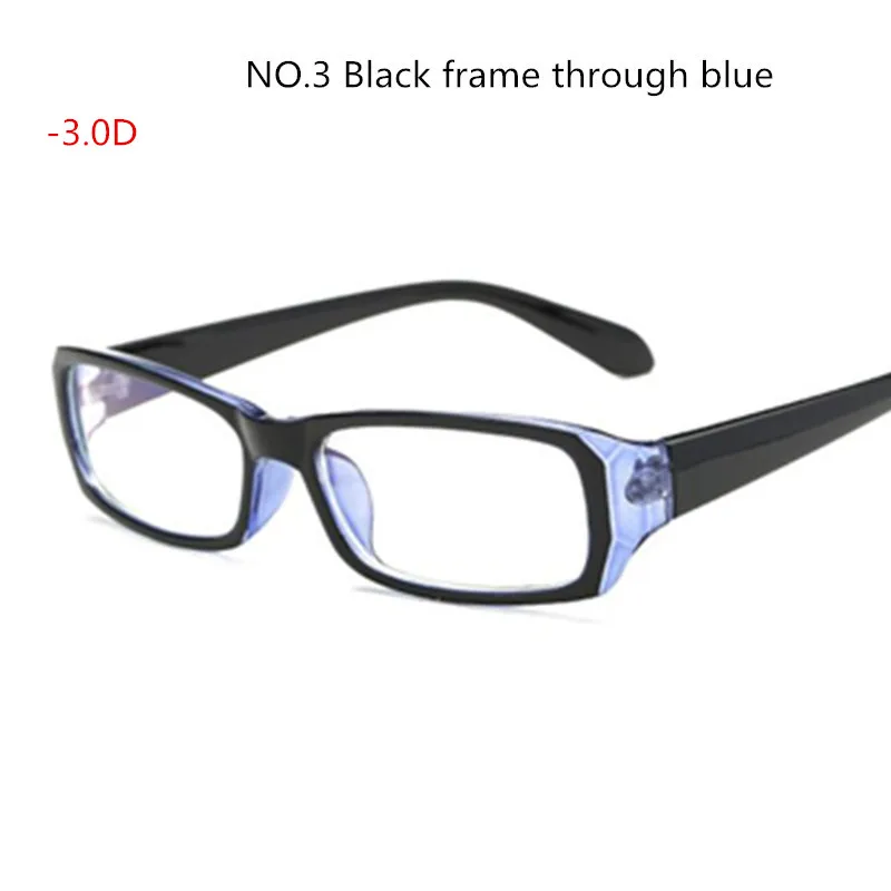 3 цвета-1,0~-6,0 готовые очки для близорукости с градусом, женские и мужские короткие очки для коррекции зрения, оправа с диоптриями, прицельным рецептом - Цвет оправы: BLUE Myopia-300