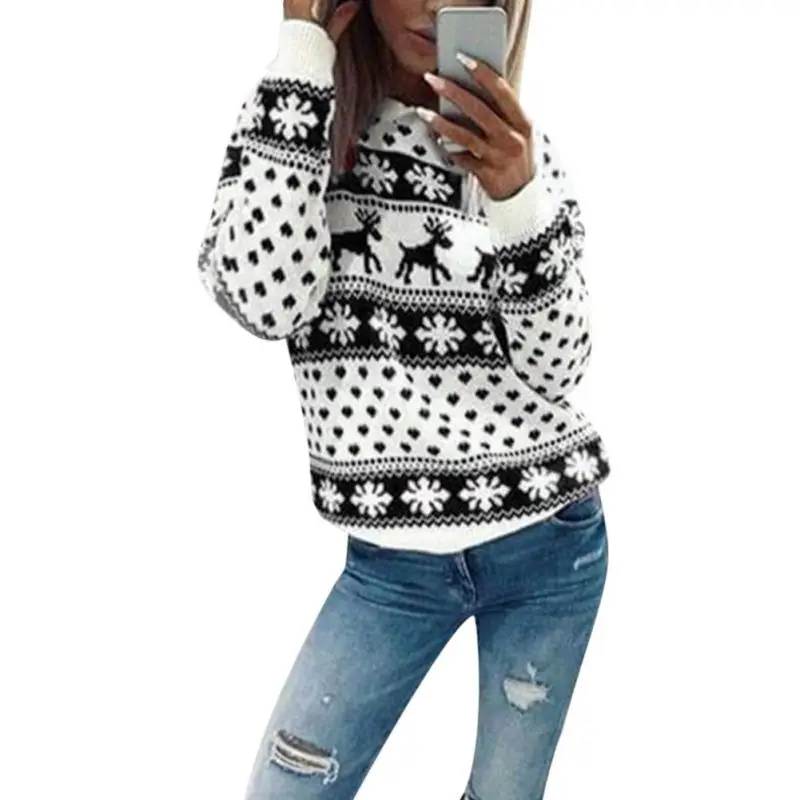 

Newest Hot Sell Women Christmas Snowflake Printing Thick Hooded Hoodies Girls Long-sleeve Christmas Elk Pattern Sweatshirts
