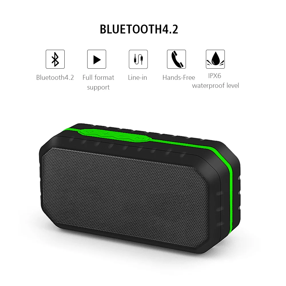 HENZIN Mini Bluetooth Динамик Водонепроницаемый IPX6 Беспроводной Портативный BT Колонка Динамик 1200 мАч с FM радио карты памяти MP3 музыка плеер