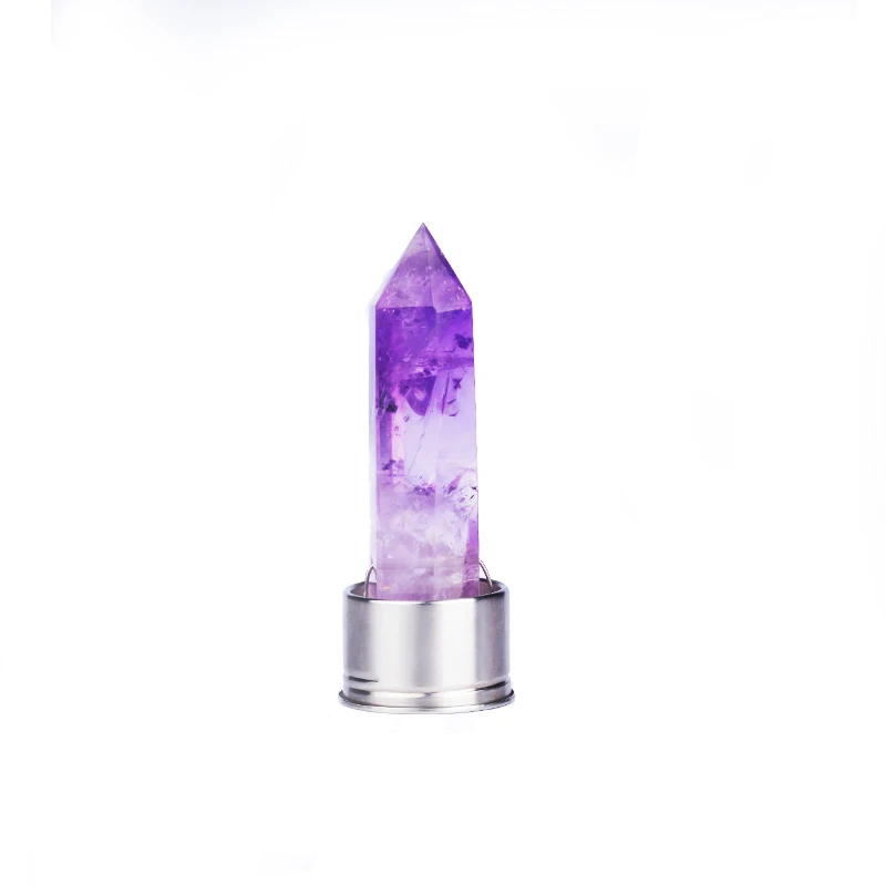 Натуральный Лапис кристалл кварца эликсир бутылка для воды обелиск исцеляющий чашка кристаллические палочки с Кристал острый бутылка включает бутылку - Цвет: Фиолетовый