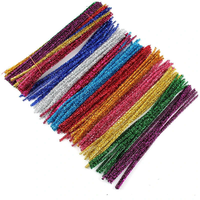 Горячая распродажа 100 шт разноцветные блестящие шенилловые стержни для детей DIY игрушки для рукоделия#263113
