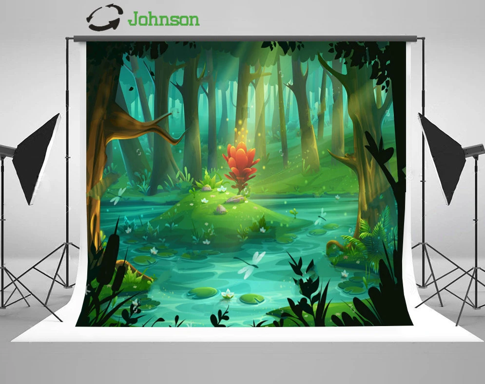 pic Swamp Cartoon Background cartoon scarlet flower swamp forest tree backdrop polyester or vinyl cloth high quality computer print wall background