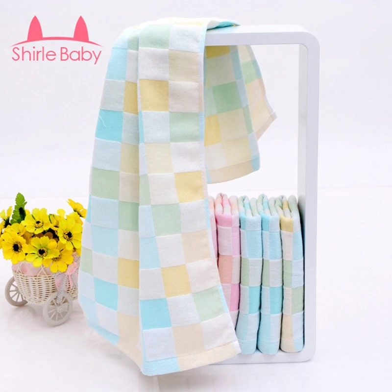 asciugamano salviette per neonati in cotone a scacchi bambino faccia telo da bagno per bambini viaggi