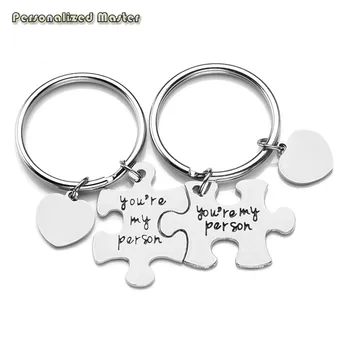 

Personalized Master Free Engraving Custom Engraved 2pcs You're My Person Puzzle Alloy Keychain Set for Boyfriend Girlfriend