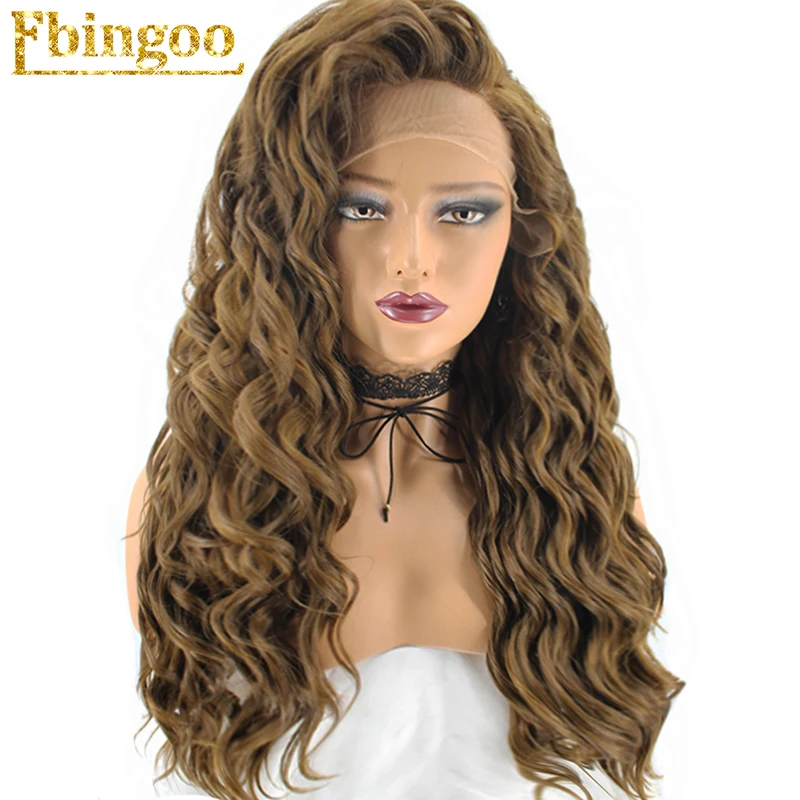 

Ebingoo High Temperature Fiber Hair Wigs Long Deep Wave Dark Blonde Synthetic Lace Front Wig For Women Costume