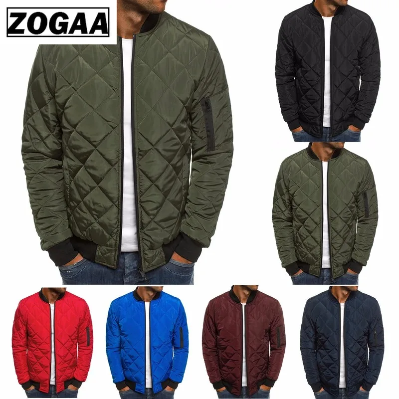 

ZOGAA Men Autumn Casual Plaid Parkas Jacket Wind Breaker Solid Color Brand Overcoat Winter Clothes Zipper Jackets