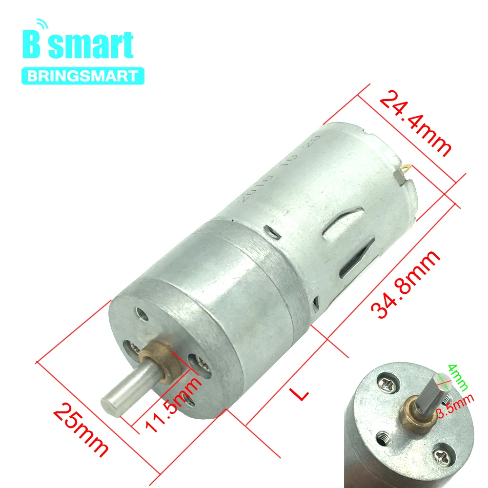 Bringsmart JGA25-370 мотор-редуктор DC 6-24 В мини редуктор s мотор для игрушек низкая скорость электродвигатель микро редуктор коробка передач