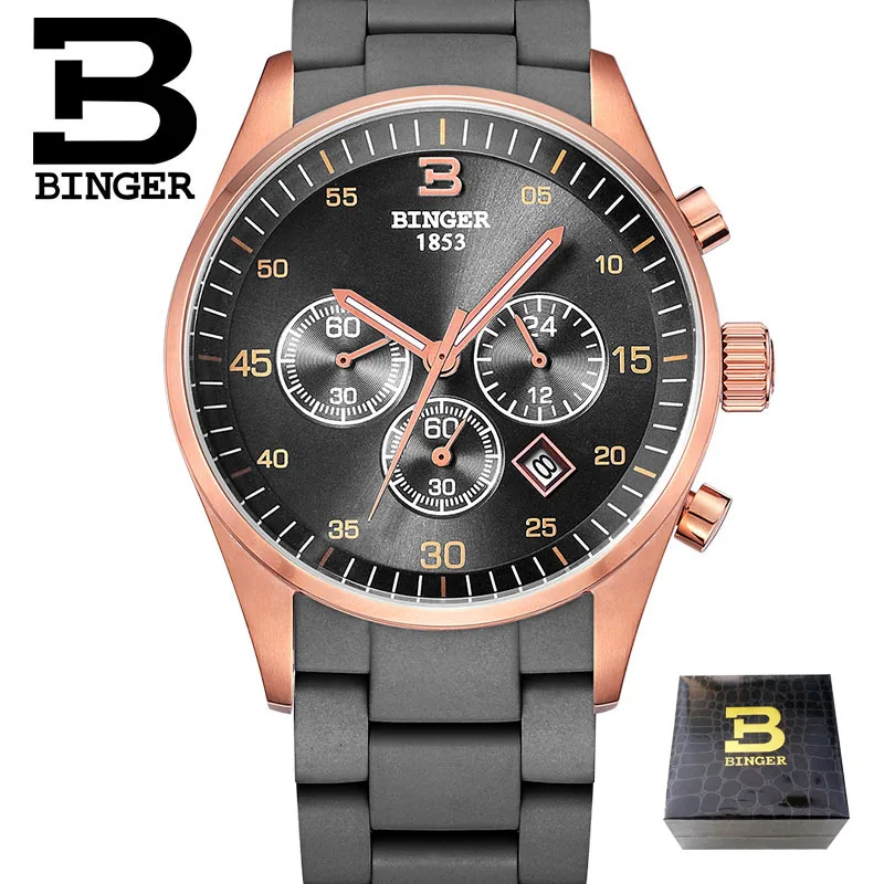 Free Shipping Wristwatches Men's Quartz Sport Utility Men Luxury Brand Automatic Chronograph Binger Military Watches Gift - Цвет: 09