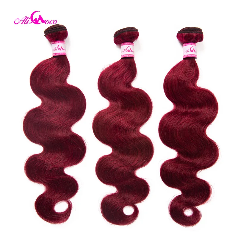 Brazilian Body Wave Bold Red #99 Burgundy Human Hair Weave 1/3/4 Bundles Remy Hair Ali Coco Thick Hair Extension Brazilian Body Wave Bold Red #99 Burgundy Human Hair Weave 1/3/4 Bundles Remy Hair Ali Coco Thick Hair Extension