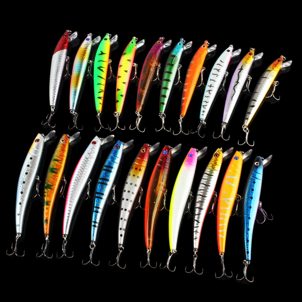 

20Pcs Minnow 2 Models 9.5cm / 11.5cm Fishing Lures Sets 6#/4# Hooks Fishing Hard Baits