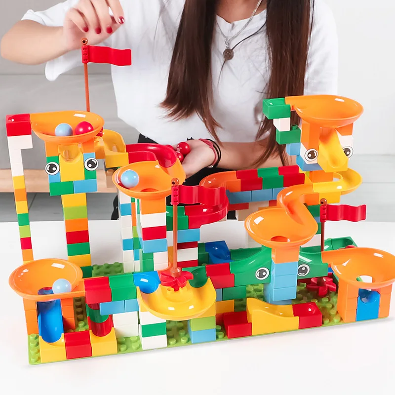 Marble Race Run Maze Ball Track Building Blocks Plastic Funnel Slide Big Size Bricks Compatible Legoed Duplo Block Toys for Kids Marble Race Run Maze Ball Track Building Blocks Plastic Funnel Slide Big Size Bricks Compatible Legoed Duplo Block Toys for Kids