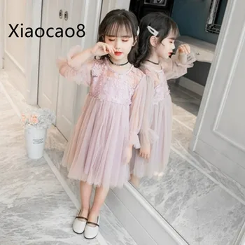 

High Quality Mesh Long Sleeve Girls Dress 2019 Summer Kids Pincess Dresses for Girls Cute Party Dress Fashion Children Clothes