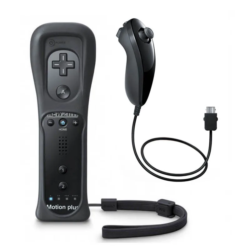 Black 2 in 1 Wireless Remote Controller For Nintendo Wii Built in