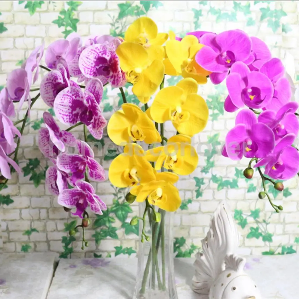  93cm Long Stem Artificial Silk Phalaenopsis Butterfly Orchid Flower Wedding Bridal Bride Floral Arrangement Home Decor