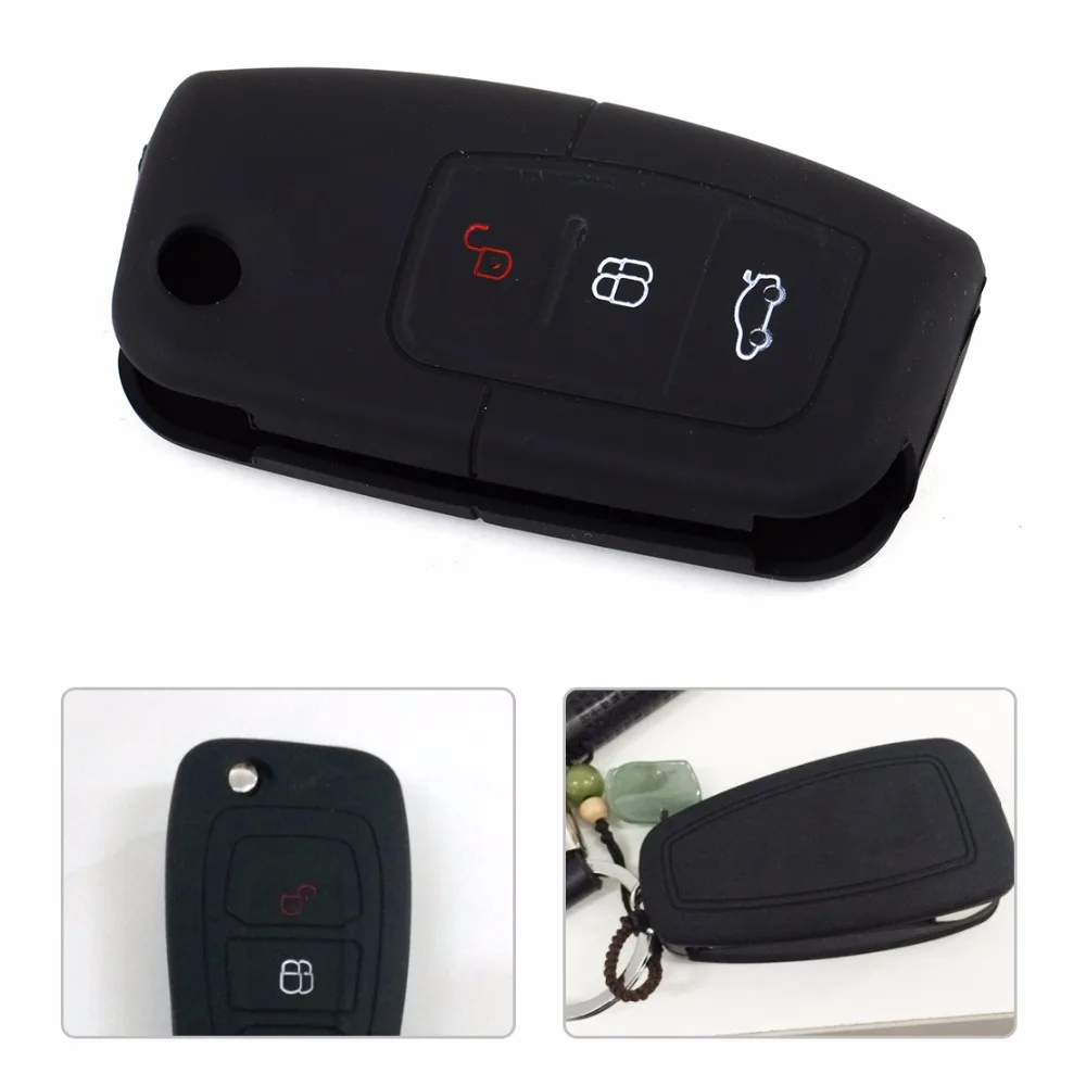 

New Car 3 Button Remote Key Fob Case Shell Silicone Cover Fit For Ford Fiesta Focus MK2 Mondeo Kuga Galaxy C-Max S-Max