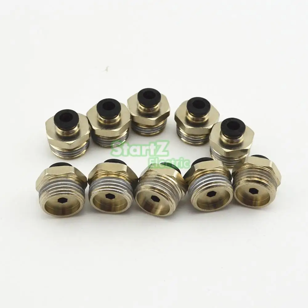 10PcsHigh quality 8mm to 1/2'' Thread Male Straight Pneumatic Tube Push In Quick Connect Fittings Pipe | Обустройство дома