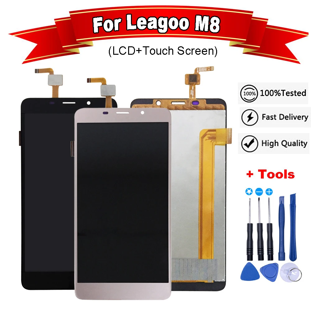 Цвет: черный розовый для Leagoo M8 ЖК дисплей Дисплей и кодирующий преобразователь