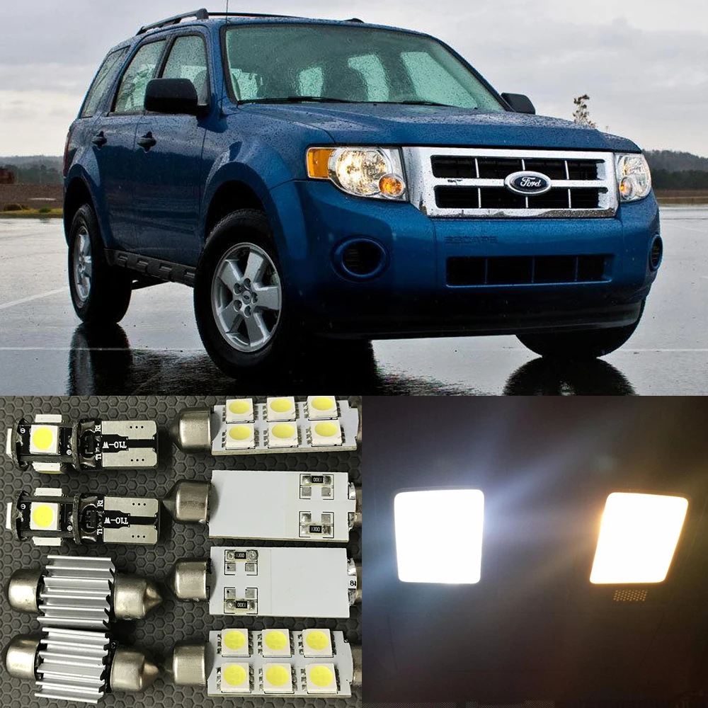12x белый светодиодный светильник лампы Интерьер посылка комплект для Ford Escape 2010 2011 2012 2013 карта для дверных замков светильник 12В Автомобильный Стайлинг