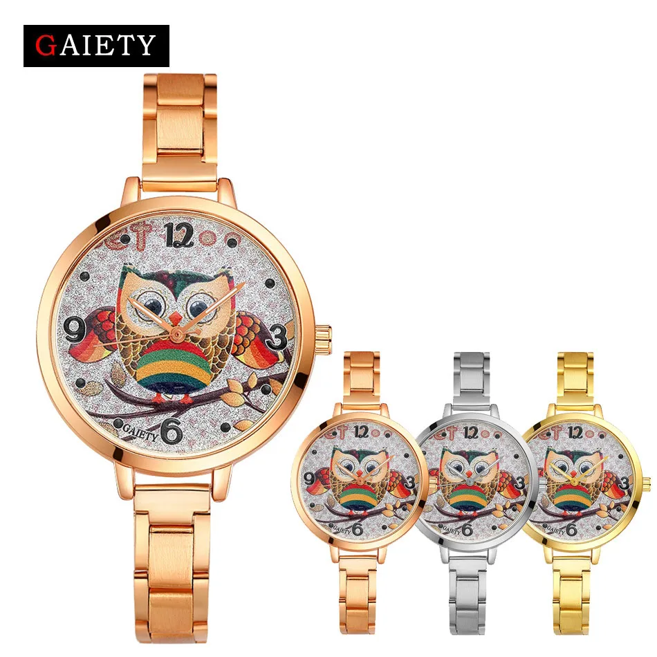 

Gaiety Brand Women Fashion Owl Alloy Famous Wristwatch Clock Quartz-Watch 2019 Ladies Business Vintage Dress Gift Watch kadın
