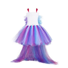 Новое поступление, Красочное платье-пачка для девочек с милым единорогом для костюмированной вечеринки, платье-пачка с лентой, детские платья до колена с маленькой лошадкой для вечеринки