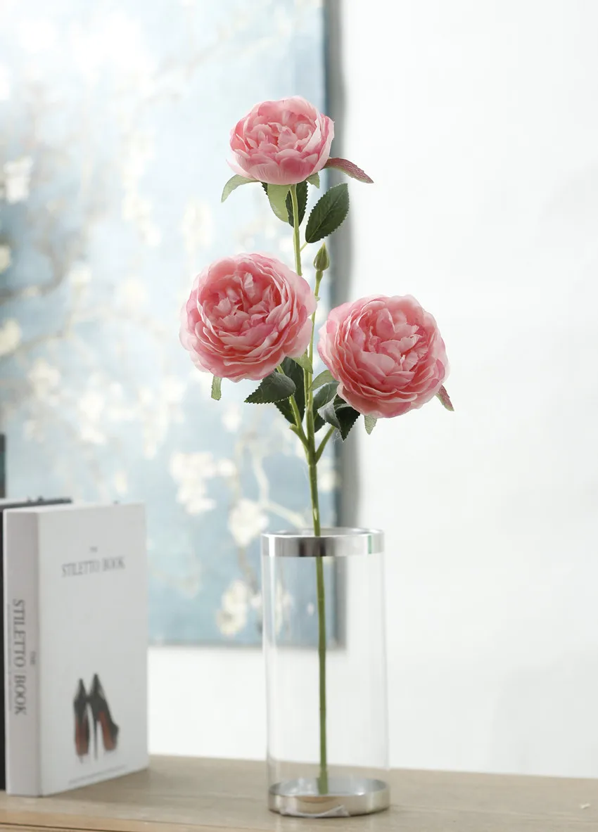 roses artificial peonies silk fabric flower fake flower wedding bouquet home decor  (65)