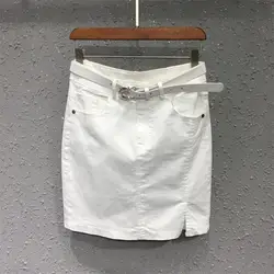 2019 летние женские джинсовые юбки Карманы мини-юбки модные Высокая Талия, короткие Джинсовые юбки леди r1136