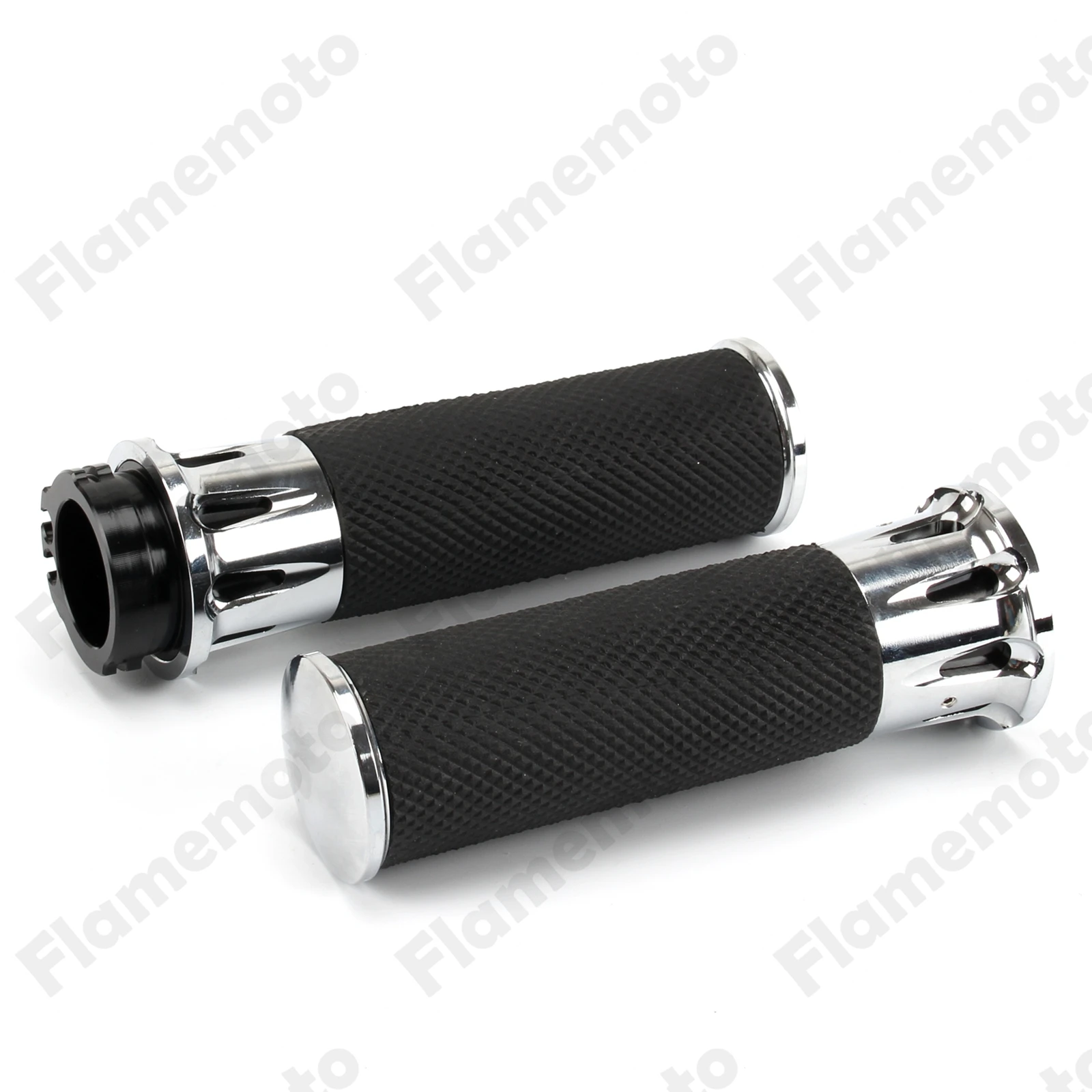 Chrome Motorbike Accessories Deep Cut Fusion CNC 1 Handlebar Hand Grips For Harley Touring Sportster