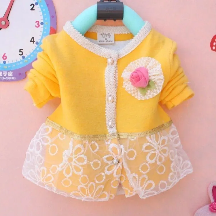 

Spring and Autumn Sweet Round Neck Flower Long Sleeve Dress k1