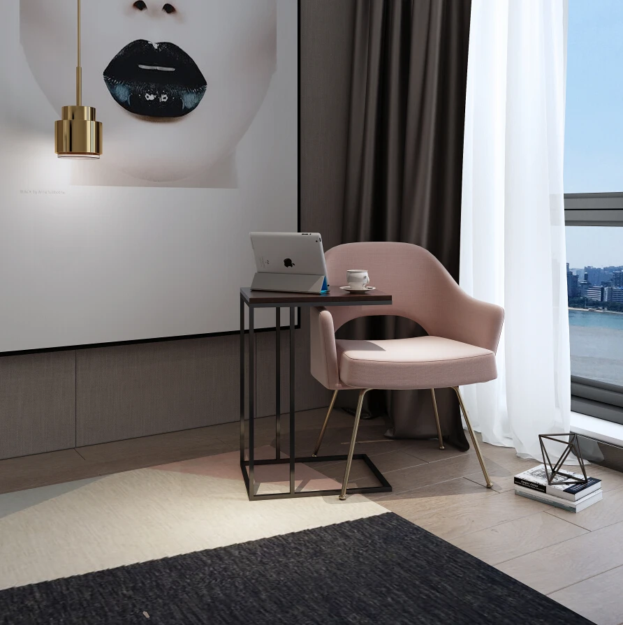 

HappyHome Simple C-Shape Coffee Table modern Sofa Side Table Snack End Side Table For Laptop Books And Drinks