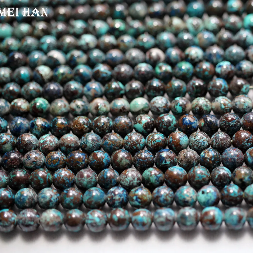 

Meihan Free shipping (66 beads/set/23g) natural 6mm South Africa Chrysocolla smooth round loose beads for jewelry making design