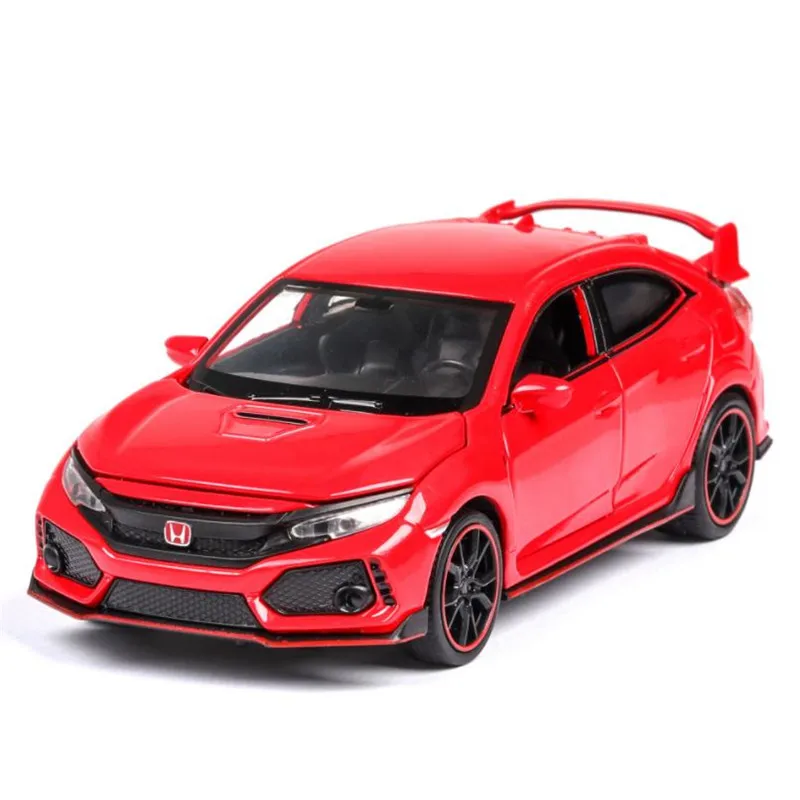 1:32 HONDA CIVIC TYPE-R литые под давлением и игрушечные транспортные средства металлическая модель автомобиля звуковой светильник коллекция автомобилей игрушки для детей Рождественский подарок