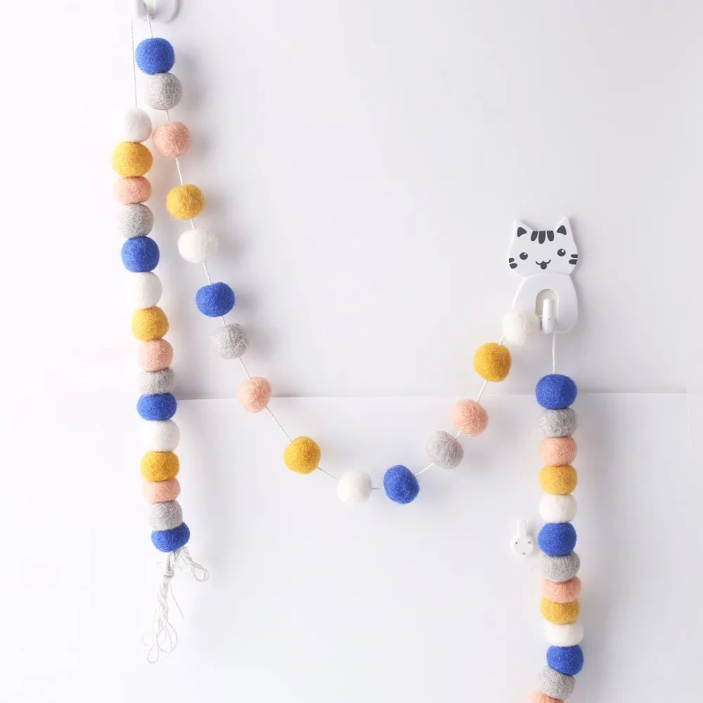 Шерстяные шарики 2 см ручной работы подвесные погремушки на кровать декоративный элемент разноцветная гирлянда шерстяные шарики Шерсть Комната для девочек Детская
