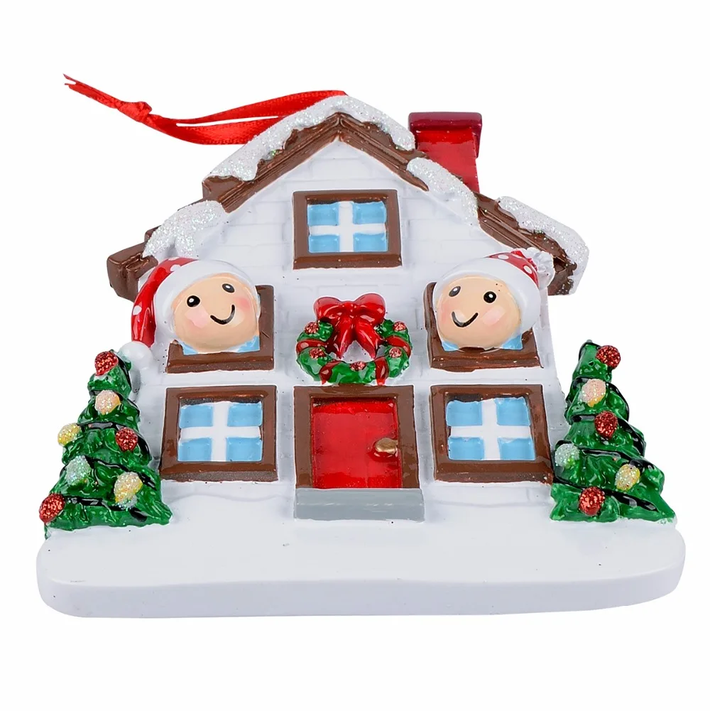 Wholesale Resin Bear Family Of 2 Christmas Ornament Personalized Gift Write Your Own Name For Holiday Home Decor Miniature Craft