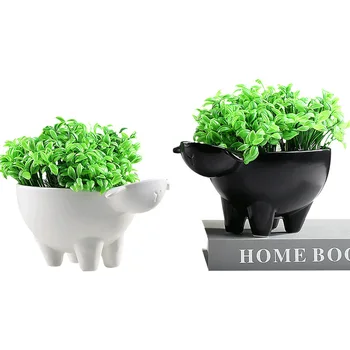 

Simulation Little Sheep Statue Animal Flower Pot Modern Art Ceramic Craftwork Home Interior Design L2954