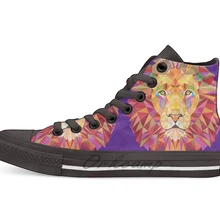 Геометрический лев дизайн дышащая Повседневная Высокая Топ на шнуровке холщовая обувь кеды для Прямая