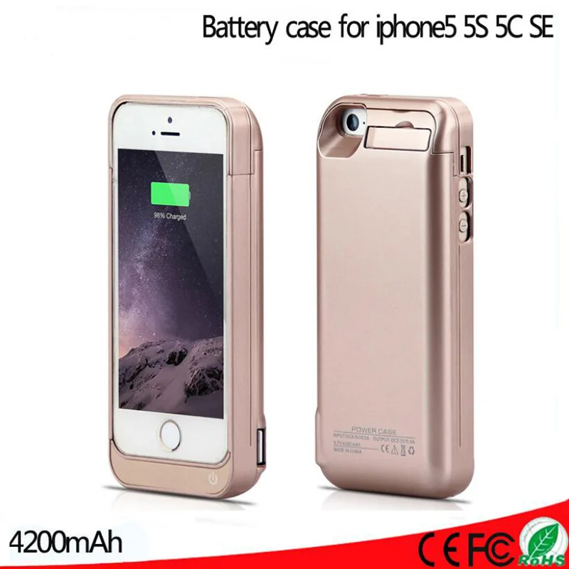 4200mAh Case Charging For iphone 5 5s 5c SE Extended Rechargeable Battery Charger Case Power Bank