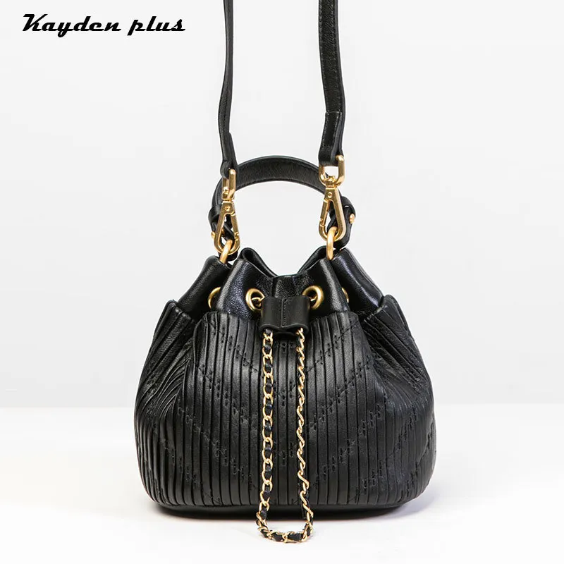 

Mini Bag Lady 2018 Summer New Sheepskin Bucket Bag Handbag Chain Leather Shoulder Messenger Bag Tide Original Luxury Women Bag