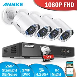 ANNKE 8CH FHD H.265 + 2MP безопасности Камера система DVR комплект 4 шт 1080 P Крытый Открытый погодозащищенная камера слежения ИК ночного