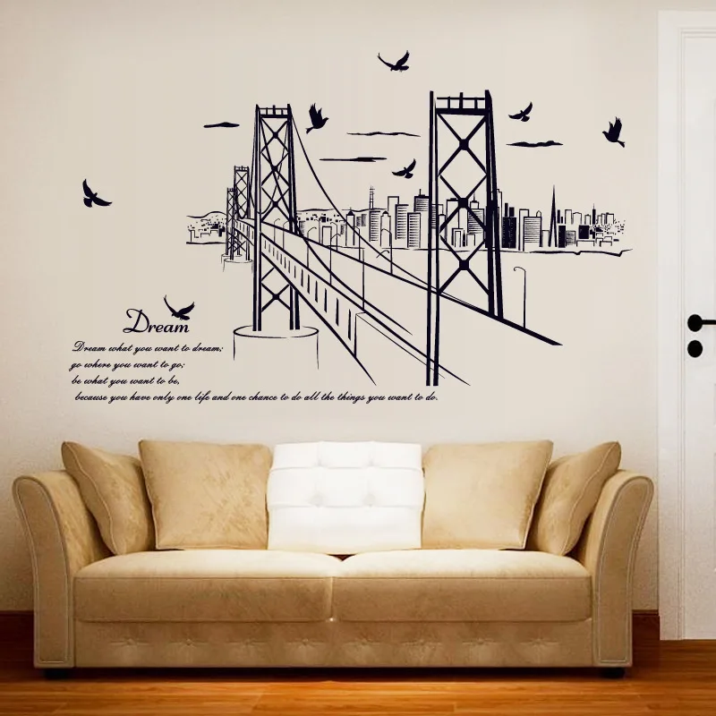 

San Francisco Bridge Building Wall Sticker City Life American style Modern Home Decoration Poster Wallpaper