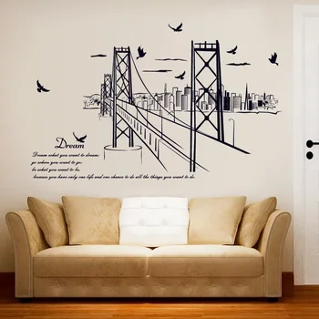 

San Francisco Bridge Building Wall Sticker City Life American style Modern Home Decoration Poster Wallpaper