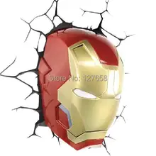 3D креативный подарок маска Железного Человека СВЕТОДИОДНЫЙ деко свет настенный светильник новая коробка