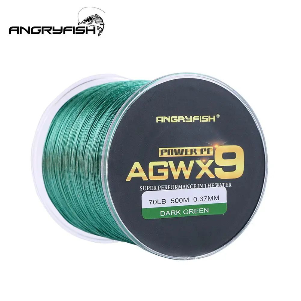 

ANGRYFISH Diominate X9 PE Line 9 Strands Weaves Braided 500m/547yds Super Strong Fishing Line 15LB-100LB Dark Green