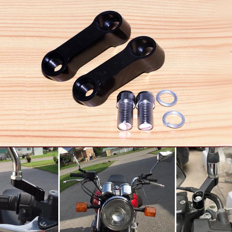 

Universal M10 Handlebar Rearview Mirrors Mount Riser Extender Adapter 10mm Rear View Mirror Adaptors For Harley Honda Suzuki