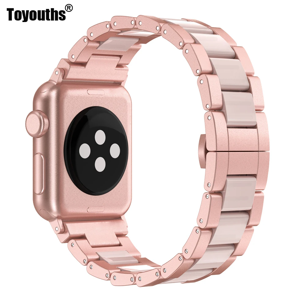 

For Apple Watch Band 38mm 42mm Womens iWatch Aluminum Wristband Replacement Strap Unique Clasp Series 4 3 2 1 Sport Edition
