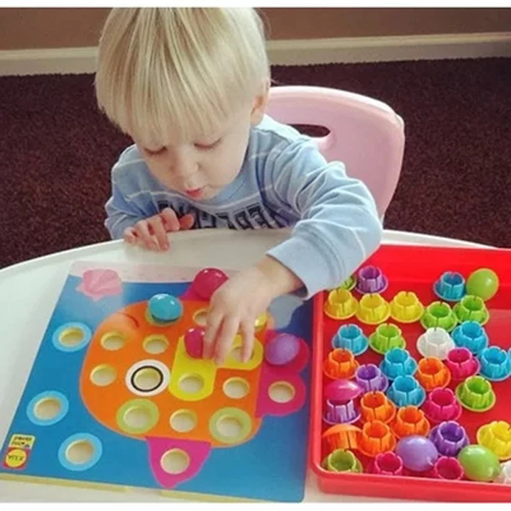 

3D Puzzles Toy For Children Pegboard Educational Composite Picture Puzzle Creative Mosaic Mushroom Nail Kit Educational Game Toy