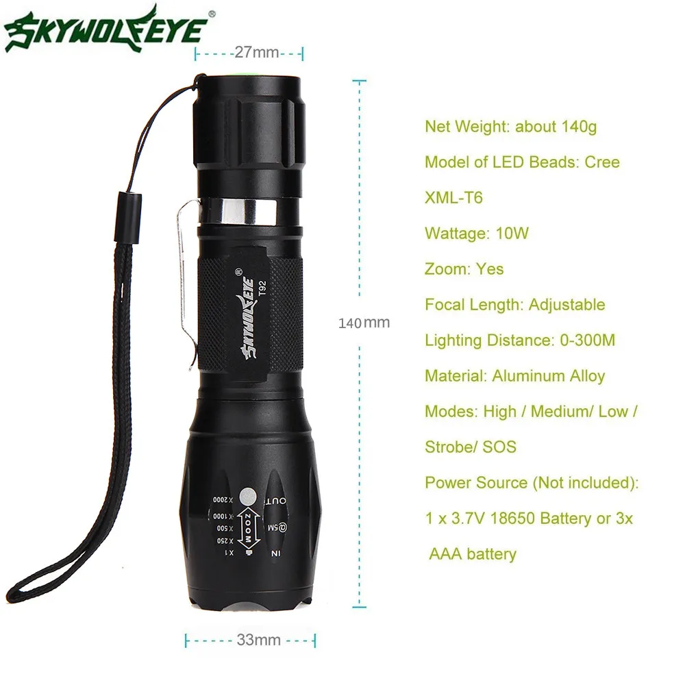 SKYWOLFEYE G700 X800 BYB фонарь светодиодный тактический зум супер фонарь светодиодный яркий фонарик лиходарка ручной Linterna фонарик