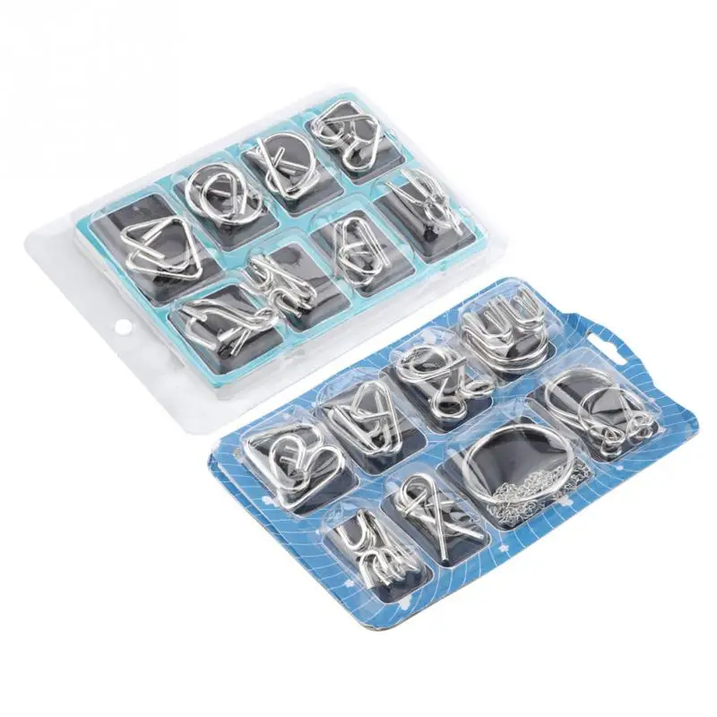 

8PCS/Set classic Metal Puzzle Wire IQ Mind Brain Teaser Puzzles game for Children Educational Adults Anti-Stress Reliever Toys