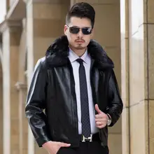 Зимняя утолщенная теплая кожаная куртка мужская одежда jaqueta motoqueiro мужские однобортные пальто с меховым воротником черный коричневый Повседневный
