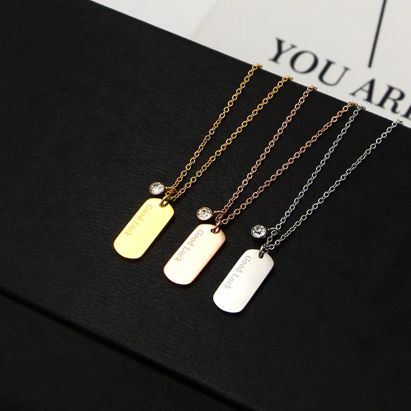 

Martick Free Shipping Good Lucky Letters Cubic Necklace Wonder Woman Jewelry Square Pendant Necklace Never Fade P34