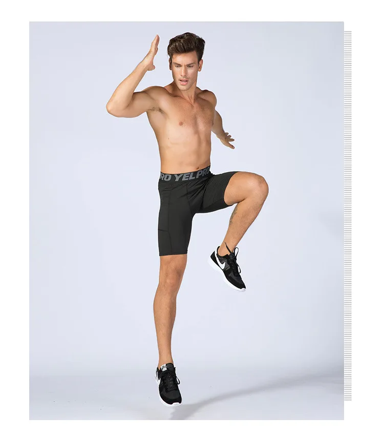 Фирменная Новинка, мужская спортивная одежда для фитнеса, компрессионные безопасные шорты с карманами, быстросохнущие короткие штаны, спортивные колготки, короткие штаны